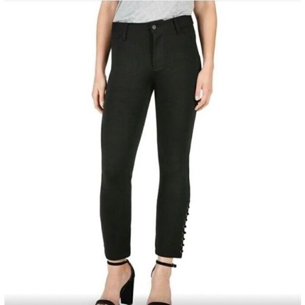 Paige Jacqueline Straight Ponte Pant Black Velvet Lace Up‎ Size 29 Stretch EUC